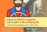 Công Ty PDCO Logistics cần tuyển 3 lái xe bằng B2