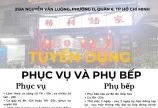 Cần tuyển Phục vụ và phụ bếp